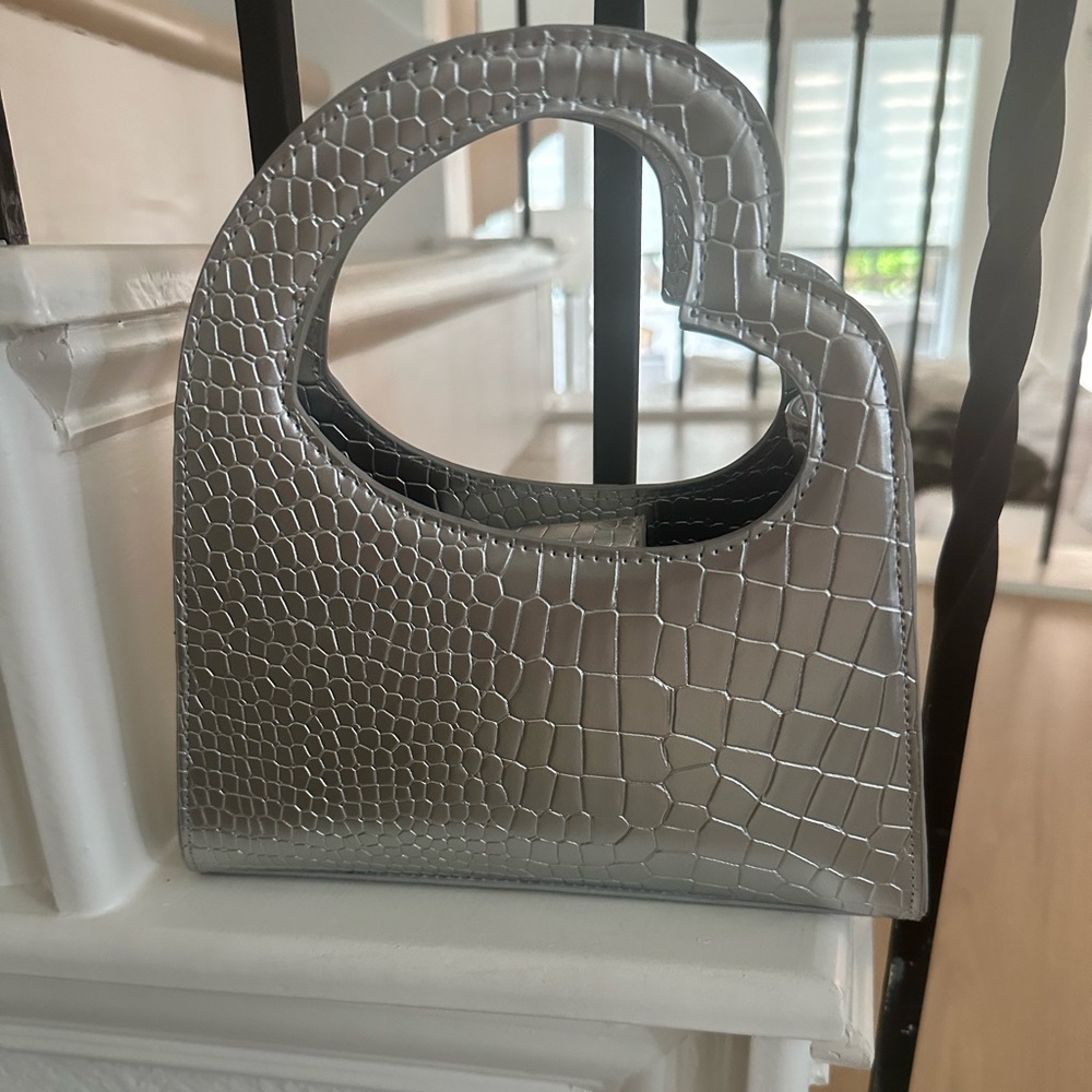 Leaving closet 5/26/25 Silver Mini Bag with Croc Texture